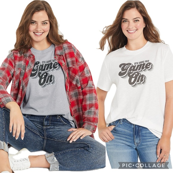 NEW! Maurices White Game On Game Day Vintage Graphic Oversized Crewneck T-Shirt - Picture 2 of 16